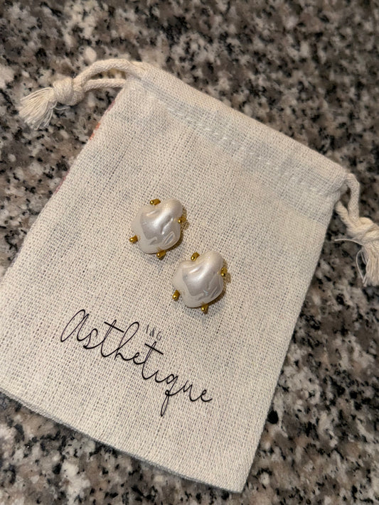 White stone earrings